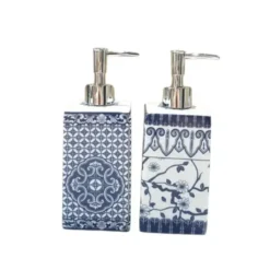 Bộ Bình Sứ Cao Cấp 500ml Đựng Dầu Gội, Sữa Tắm, Nước Rửa Tay, Họa Tiết Cổ Điển